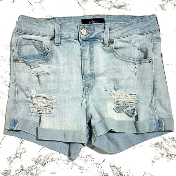 Aero Seriously Stretchy High-Rise Curvy Denim Midi Shorts - Picture 2 of 7